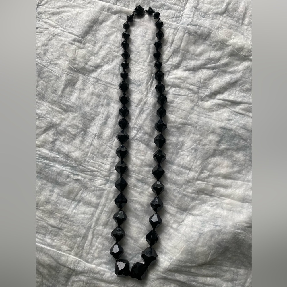 Miriam Haskell Vintage Black Triangle Bead Neckla… - image 8